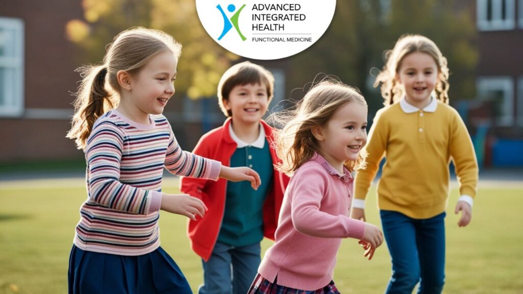 Happy children playing outdoors supporting holistic health at Advanced Integrated Health